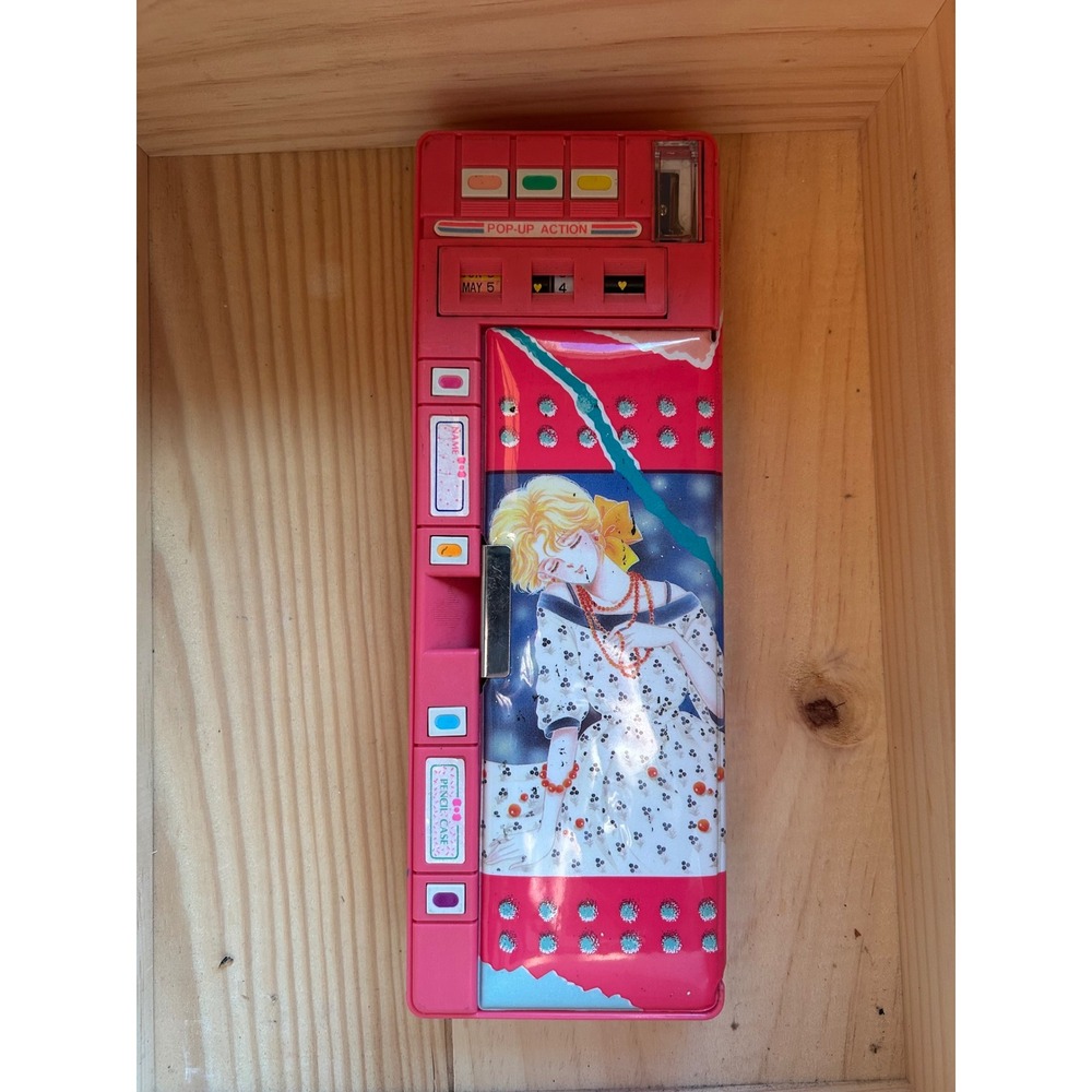 Vintage Flomo Pop-Up Action Pencil Case KF-G775 Pink Anime Girl 80s 90s Retro